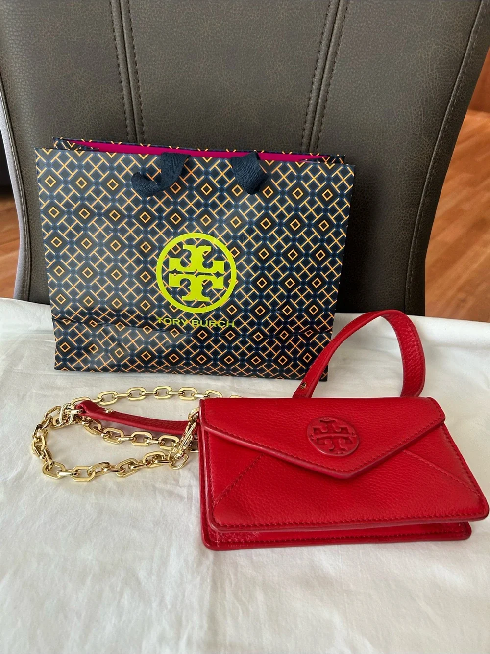 Tory Burch Mini Red Leather Wallet Envelope Crossbody